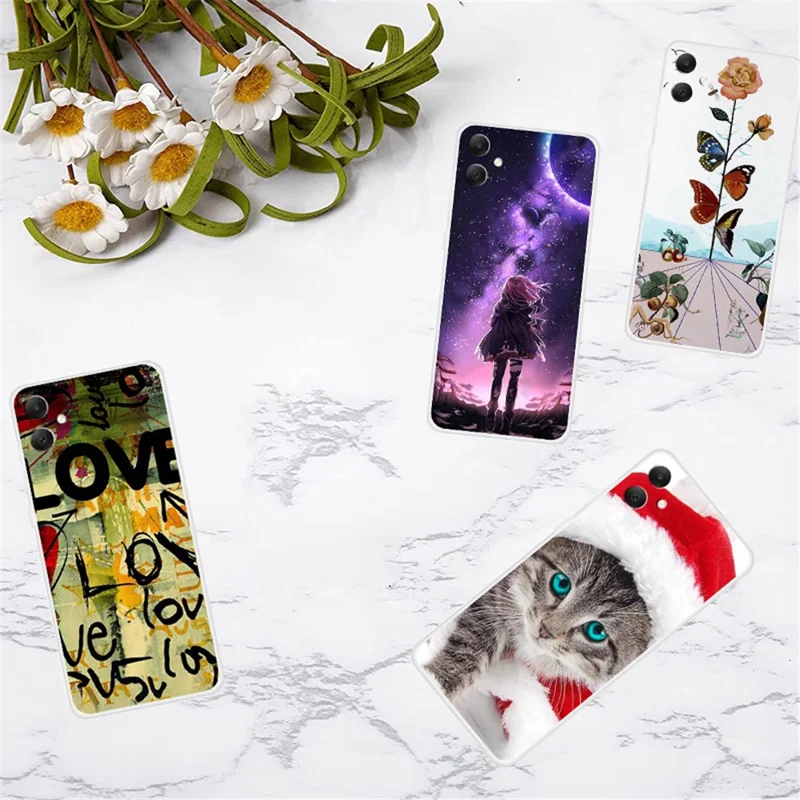 Étui pour Samsung Galaxy A05 4G, étui mince antichoc en TPU, coque de téléphone avec motif mignon - papillon et fleur