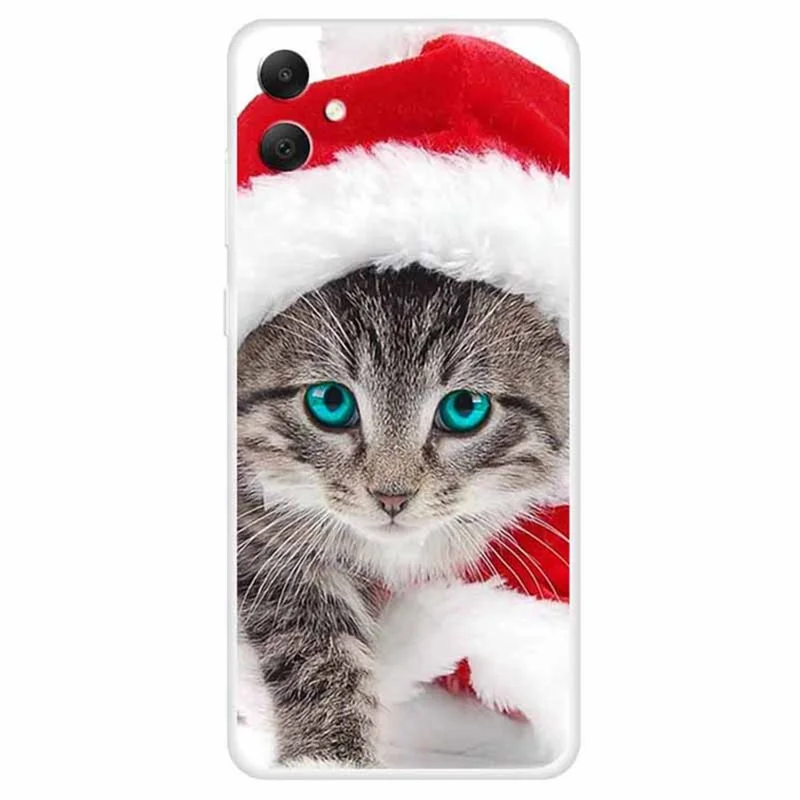 For Samsung Galaxy A05 4G Case Slim Shockproof TPU Phone Cover Cute Pattern - Red Hat Cat