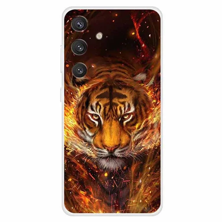 Pour étui à motif pour Samsung Galaxy S24+ étui téléphone Slim Shockproof TPU - Flame Tiger