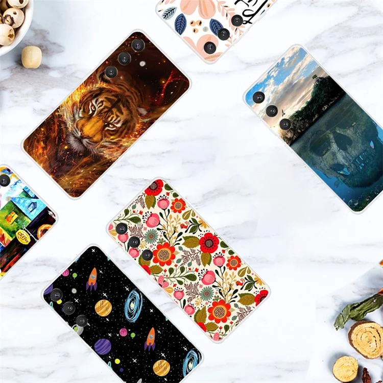 Pour étui à motif pour Samsung Galaxy S24+ étui téléphone Slim Shockproof TPU - Flame Tiger