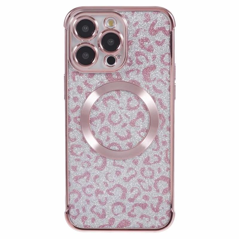 HRF Series for iPhone 15 Pro Max TPU Case Compatible with MagSafe Electroplating Phone Cover - Pink