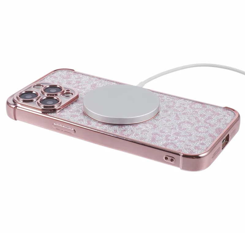 HRF Series for iPhone 15 Pro Max TPU Case Compatible with MagSafe Electroplating Phone Cover - Pink