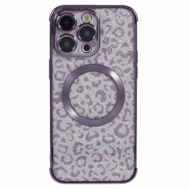 HRF Series for iPhone 14 Pro Max Magnetic Phone Case Soft TPU Electroplating Phone Cover - Purple