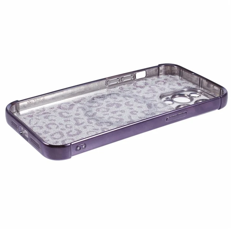 HRF-Serie für iPhone 14 Pro TPU-Hülle kompatibel mit MagSafe Elektroplattierung Leopard Phone Cover - Lila