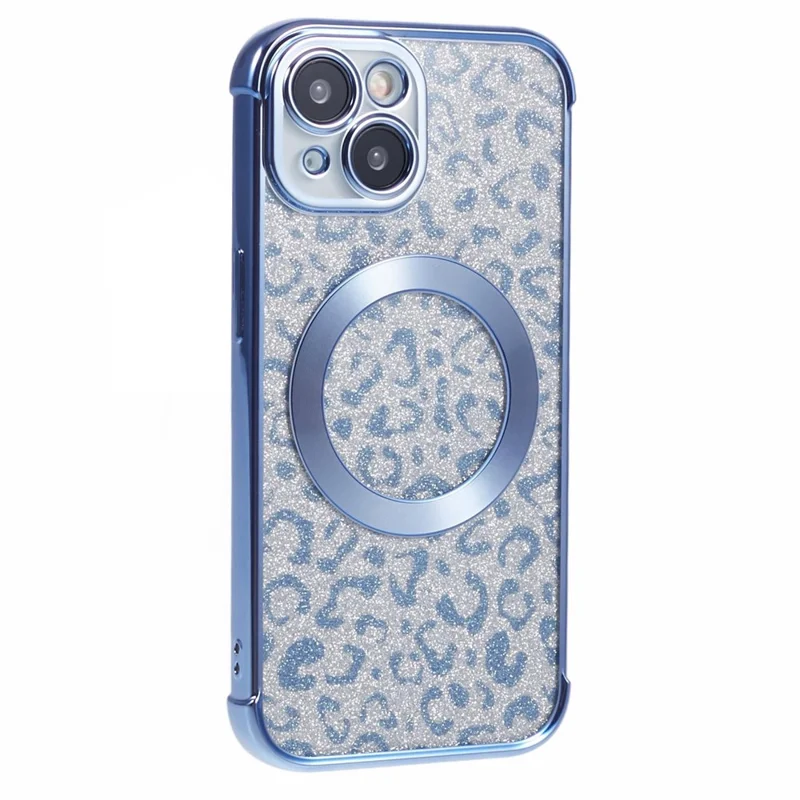 HRF Series for iPhone 14 TPU Case Leopard Electroplating Cover Compatible with MagSafe - Blue