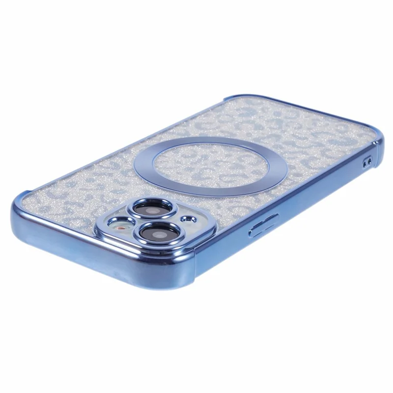HRF Series for iPhone 14 TPU Case Leopard Electroplating Cover Compatible with MagSafe - Blue