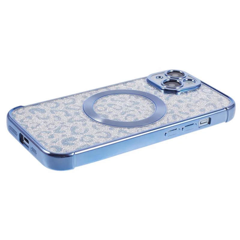 HRF Series for iPhone 14 TPU Case Leopard Electroplating Cover Compatible with MagSafe - Blue