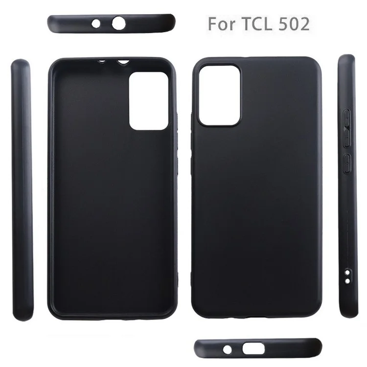 For TCL 502 TPU Case Matte Finish Anti-scratch Phone Cover (Big Rear Lens Hole) - Black