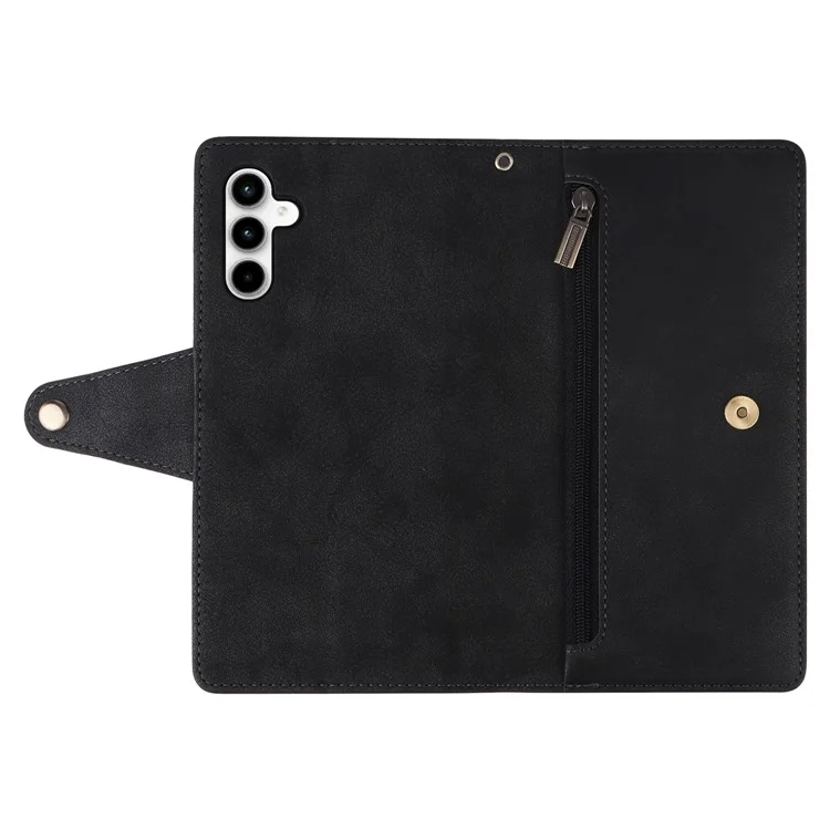 Per Samsung Galaxy A35 5G Custodia in pelle Rivet Decor Wallet Flip Phone Cover - Nero