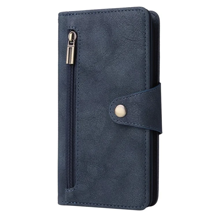 Для Xiaomi Redmi Note 13 4G Phone Wallet Case Rivet Decor Leather Stand Cover - Blue