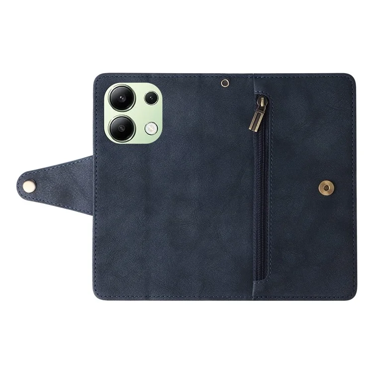 Для Xiaomi Redmi Note 13 4G Phone Wallet Case Rivet Decor Leather Stand Cover - Blue