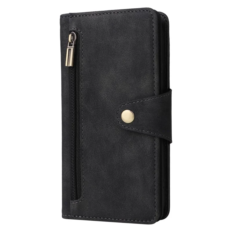 For Xiaomi Redmi Note 13 Pro 4G / Poco M6 Pro 4G Case Leather Wallet Phone Cover Rivet Decor - Black