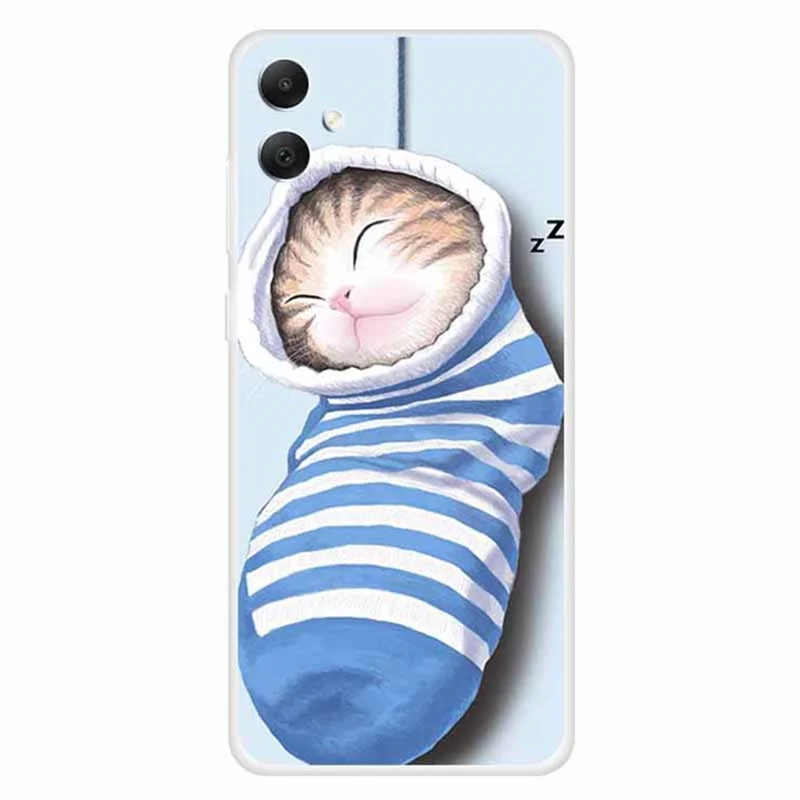 For Samsung Galaxy A05 4G TPU Case Pattern Printing Mobile Phone Back Cover - Socks and Cat