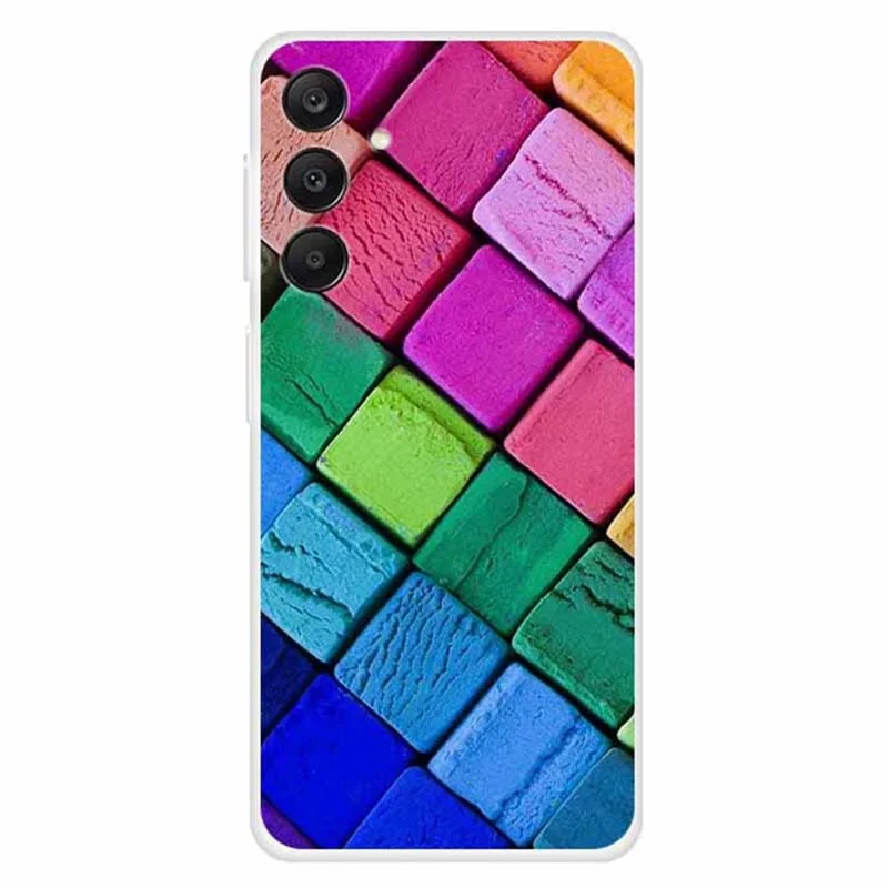 Para Samsung Galaxy A25 5G (Global) (161,0 x 76,5 x 8,3 mm) Capa TPU Cobertura do Telefone Impressão de Padrão - Bloco Colorido
