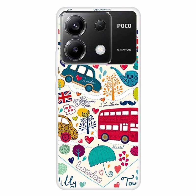 For Xiaomi Redmi Note 13 Pro 5G / Poco X6 5G Case Pattern Printing TPU Slim Phone Cover - Red Bus