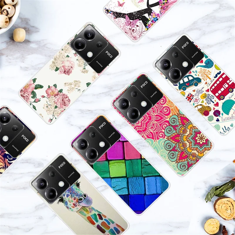 For Xiaomi Redmi Note 13 Pro 5G / Poco X6 5G Case Pattern Printing TPU Slim Phone Cover - Red Bus