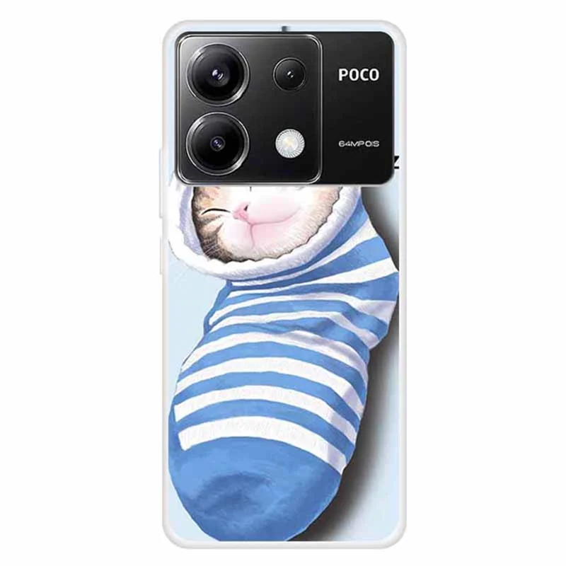 For Xiaomi Redmi Note 13 Pro 5G / Poco X6 5G Case Pattern Printing TPU Slim Phone Cover - Socks and Cat