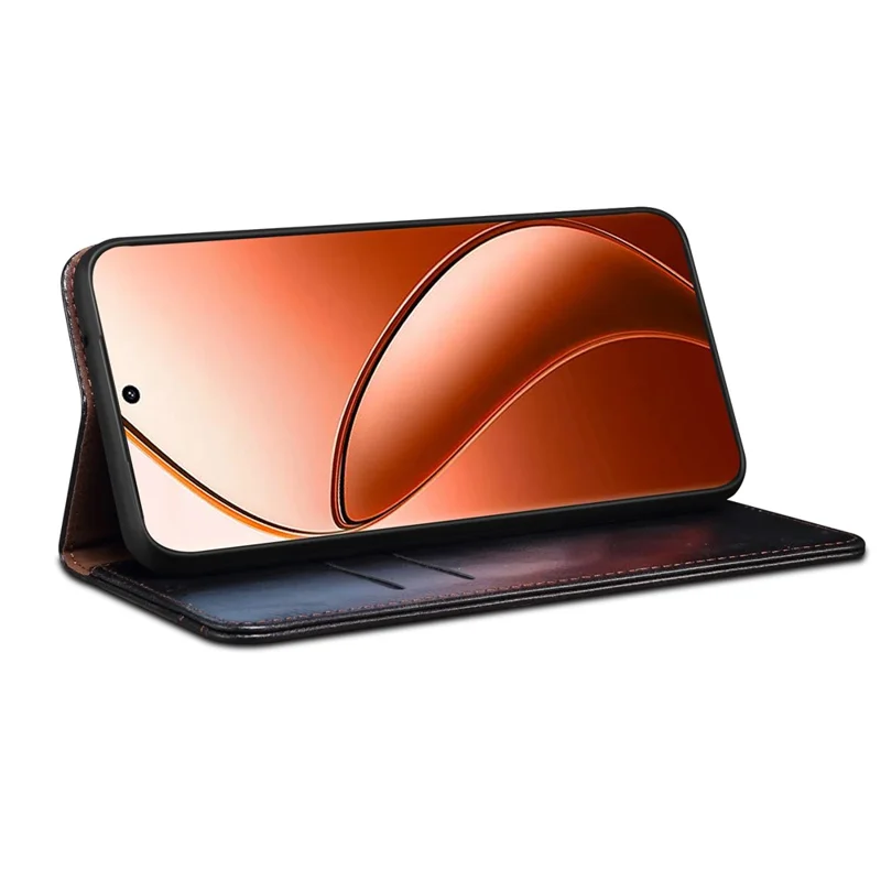Pour Realme 12 Pro 5G / 12 Pro+ 5G Étui Texture à Cheval Folio Crazy Horse Debout Couverture Téléphone - Noir