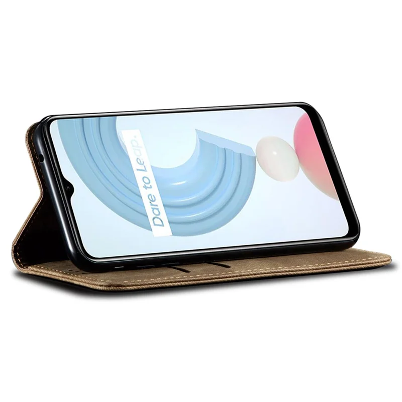 Per Realme 12 Pro 5G / 12 Pro+ 5G Custodia in pelle Jeans Trama Cellulare Cover - Kaki