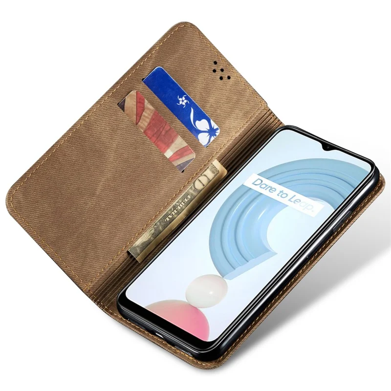 Per Realme 12 Pro 5G / 12 Pro+ 5G Custodia in pelle Jeans Trama Cellulare Cover - Kaki