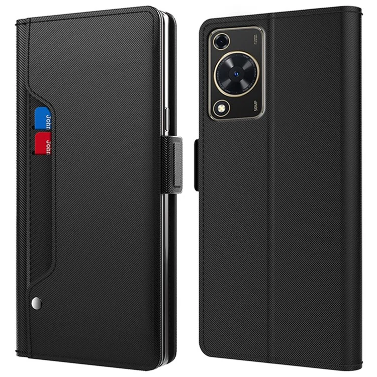 Per Huawei nova Y72 4G / Enjoy 70 Custodia in pelle per telefono Design a specchio Porta carte Custodia in PU+TPU Supporto per telefono - Nero