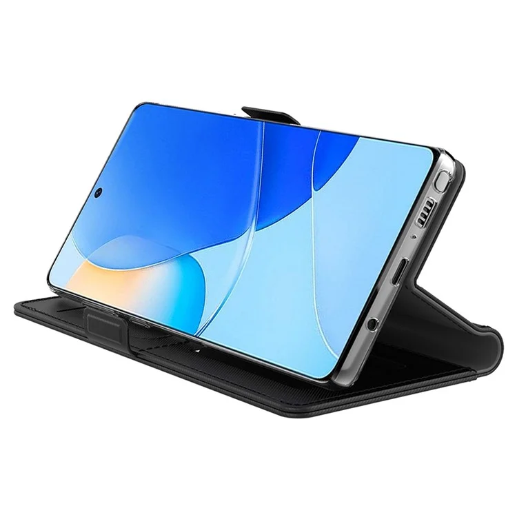 Per Huawei nova Y72 4G / Enjoy 70 Custodia in pelle per telefono Design a specchio Porta carte Custodia in PU+TPU Supporto per telefono - Nero