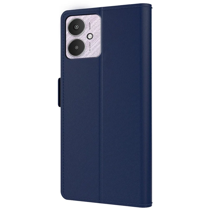 For Xiaomi Redmi 13C 5G / 13R 5G / Poco M6 5G Case Stand PU Leather Phone Cover with Mirror - Blue