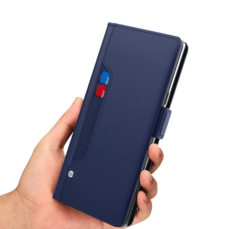 For Realme 12 4G / 12+ 5G Phone Case Mirror Design Anti-Scratch Leather Flip Cover - Blue