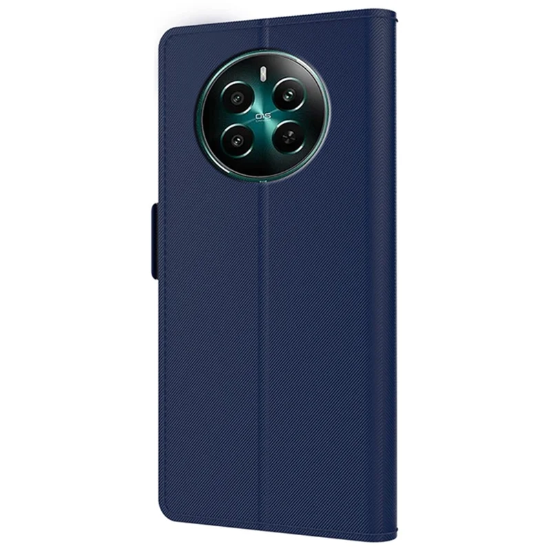 For Realme 12 4G / 12+ 5G Phone Case Mirror Design Anti-Scratch Leather Flip Cover - Blue