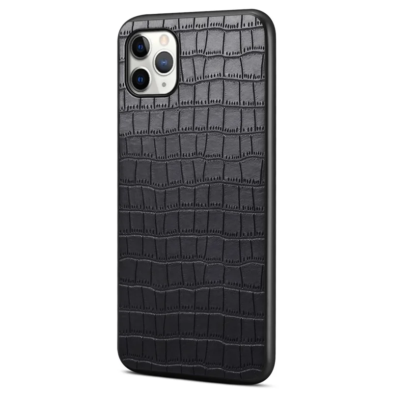 For iPhone 11 Pro Max Case Crocodile Textured Anti-dust PU Leather+PC+TPU Phone Protector - Black