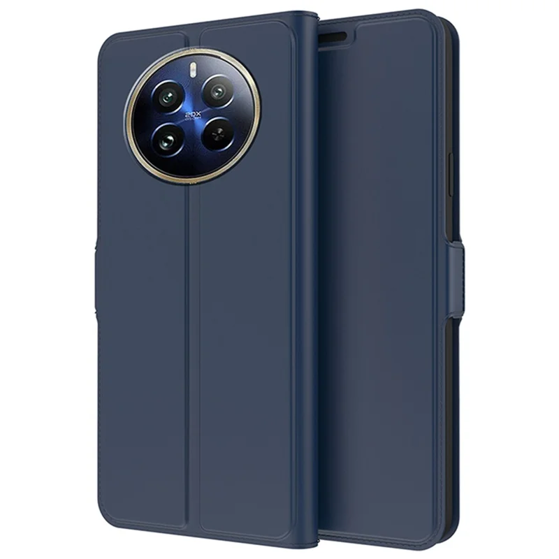 For Realme 12 Pro 5G / 12 Pro+ 5G Case PU Leather Shockproof TPU Stand Phone Cover - Blue