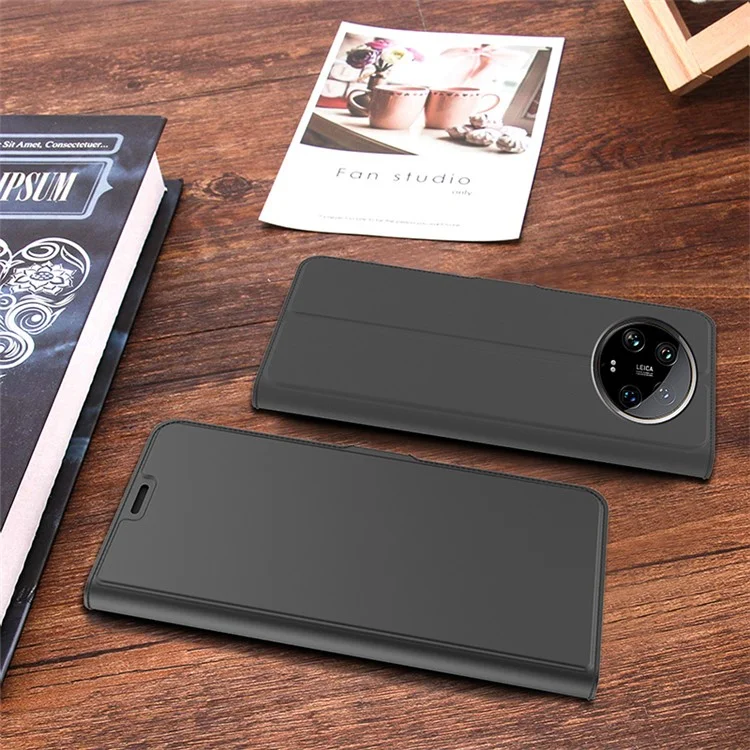 Pour Xiaomi 14 Ultra Case TPU Inner Shell Card Holder Leather Stand Phone Cover - Black