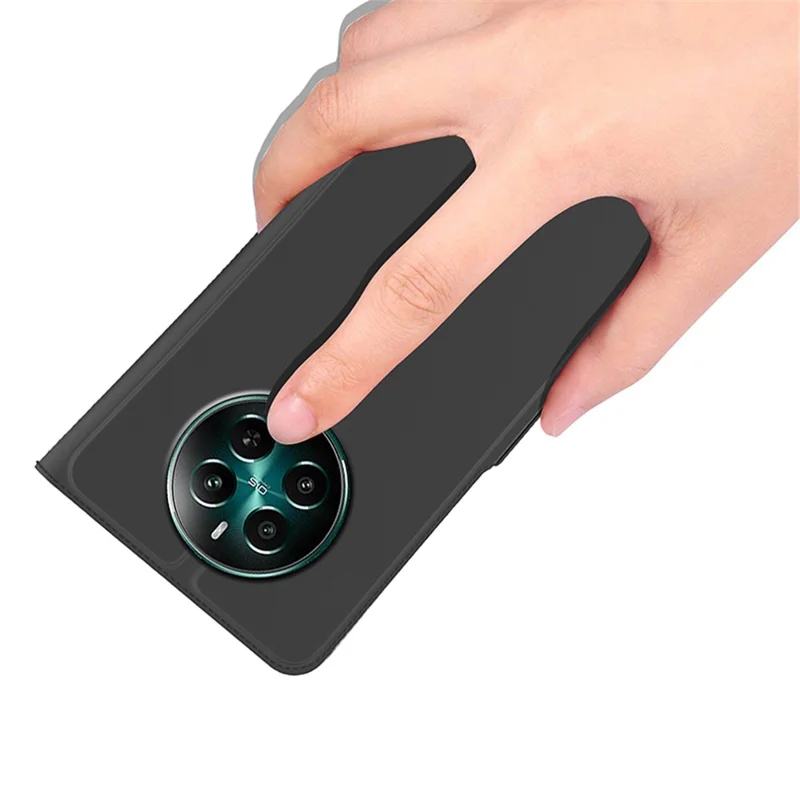 For Realme 12 4G / 12+ 5G Case Card Holder Folding Stand PU Leather Phone Cover - Black