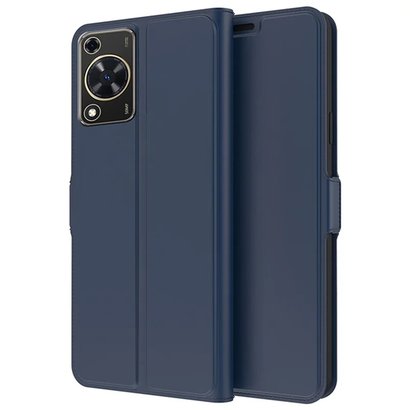 Para Huawei nova Y72 4G / Enjoy 70 Caso Suporte de Cartão Suporte de Visualização Capa de Telefone de Couro PU - Azul