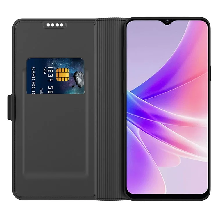 For Oppo Reno11 5G (Global) Case Card Holder Folio Flip PU Leather Phone Cover - Black