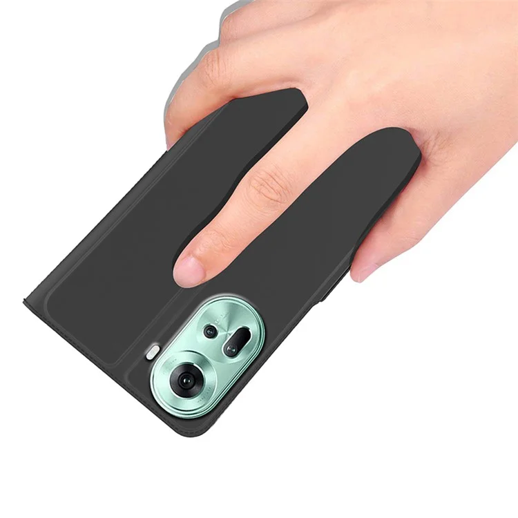 For Oppo Reno11 5G (Global) Case Card Holder Folio Flip PU Leather Phone Cover - Black