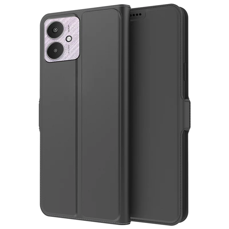 For Xiaomi Redmi 13C 5G / 13R 5G / Poco M6 5G Cell Phone Cases Foldable Stand Card Holder PU Leather Cover - Black