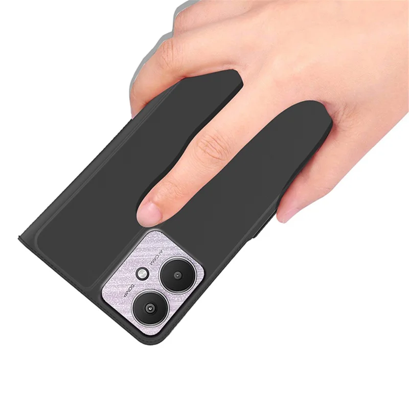 For Xiaomi Redmi 13C 5G / 13R 5G / Poco M6 5G Cell Phone Cases Foldable Stand Card Holder PU Leather Cover - Black