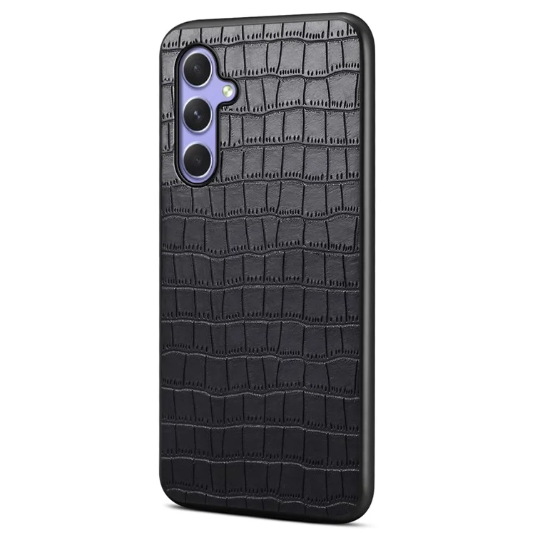 For Samsung Galaxy A54 5G Cases Crocodile Textured Leather+PC+TPU Phone Cover - Black
