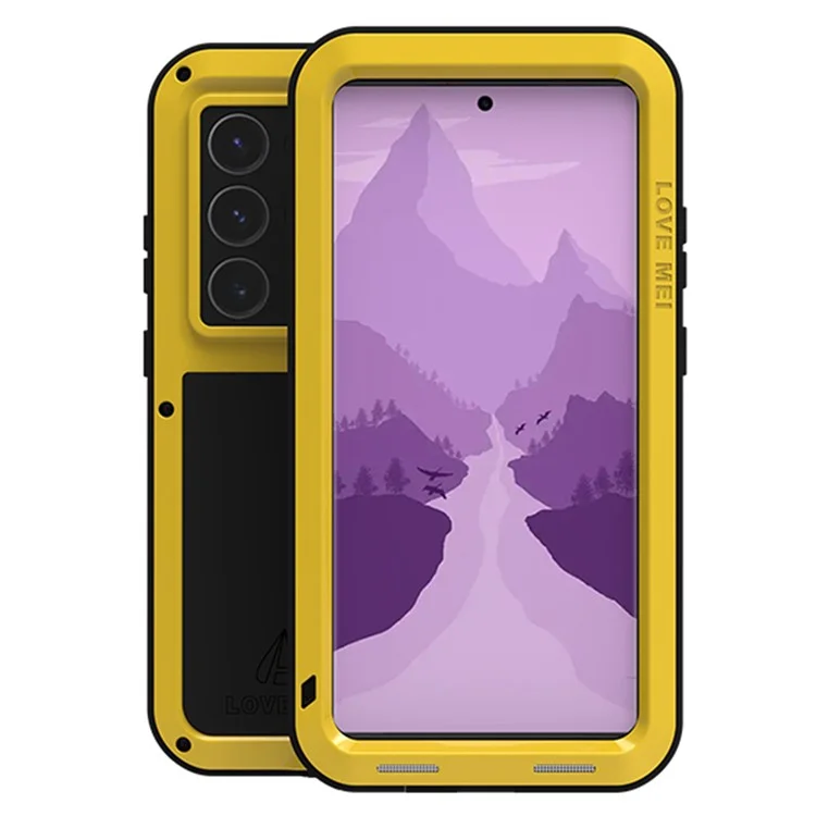 LOVE MEI For Samsung Galaxy S24 Ultra Case Metal+Silicone Phone Cover - Yellow