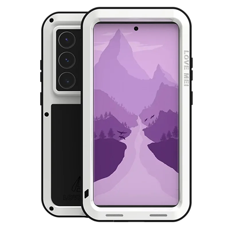 LOVE MEI For Samsung Galaxy S24 Ultra Case Metal+Silicone Phone Cover (without Tempered Glass) - White