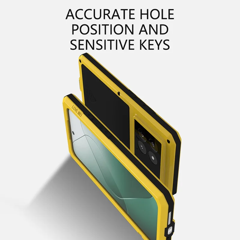 LOVE MEI For Xiaomi 14 Pro Case with Tempered Glass Film Metal+Silicone Rugged Phone Cover - Green