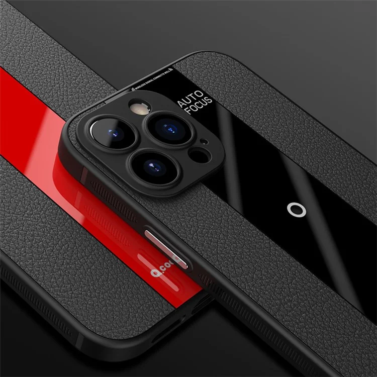 Q.COO For iPhone 14 Pro Max Mobile Phone Cover TPU+Acrylic+Leather Anti-scratch Case - Red