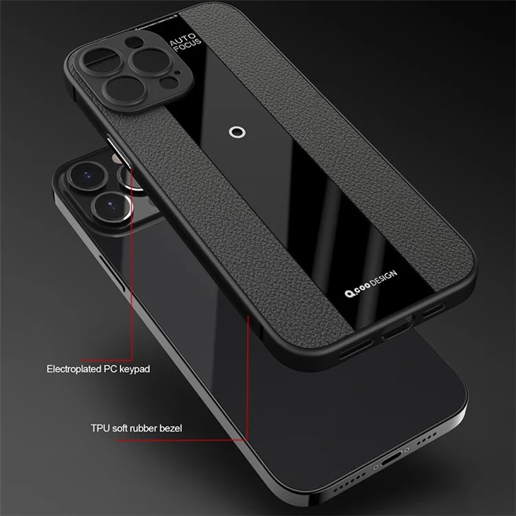 Q.COO For iPhone 14 Pro Max Mobile Phone Cover TPU+Acrylic+Leather Anti-scratch Case - Red