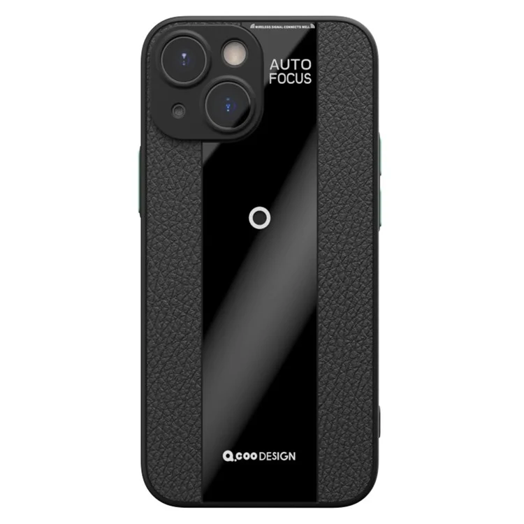 Q.COO Per iPhone 13 Custodia Protettiva Antiurto in Pelle PU+TPU+Acrilica - Nera