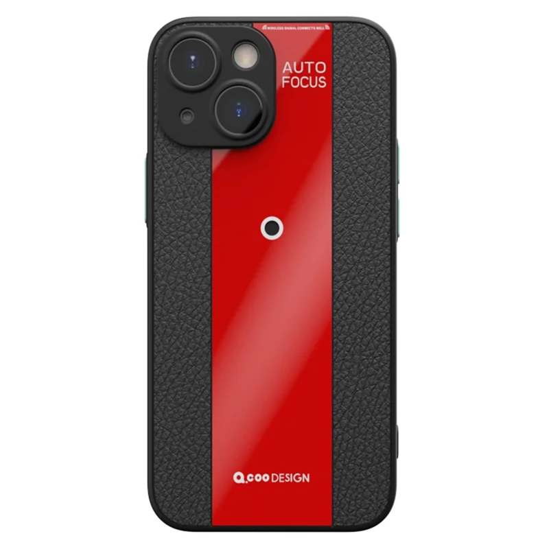 Q.COO For iPhone 13 Drop Protection Phone Cover PU Leather+TPU+Acrylic Phone Case - Red