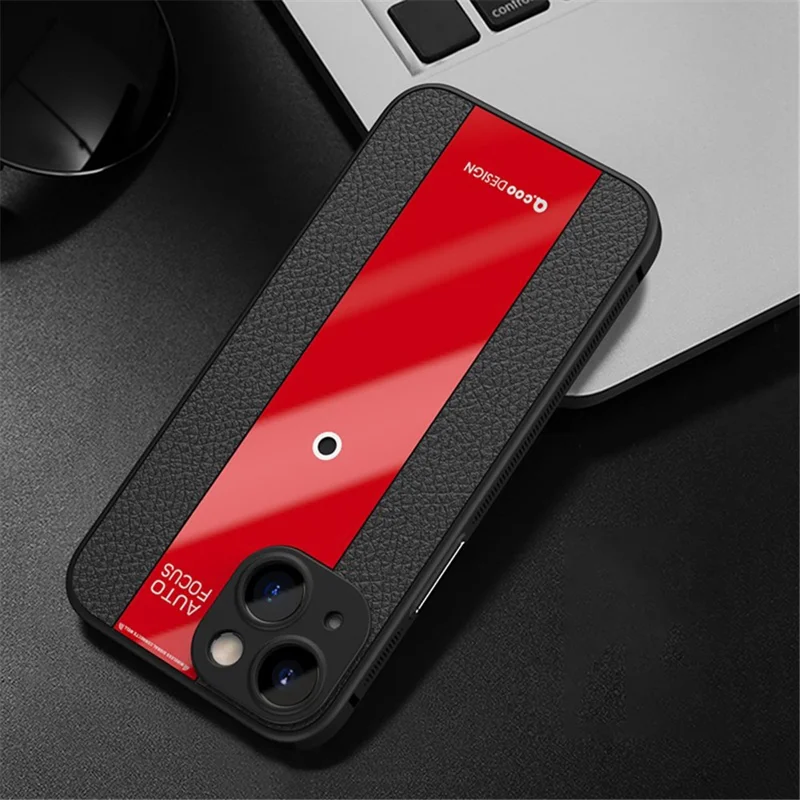 Q.COO For iPhone 13 Drop Protection Phone Cover PU Leather+TPU+Acrylic Phone Case - Red