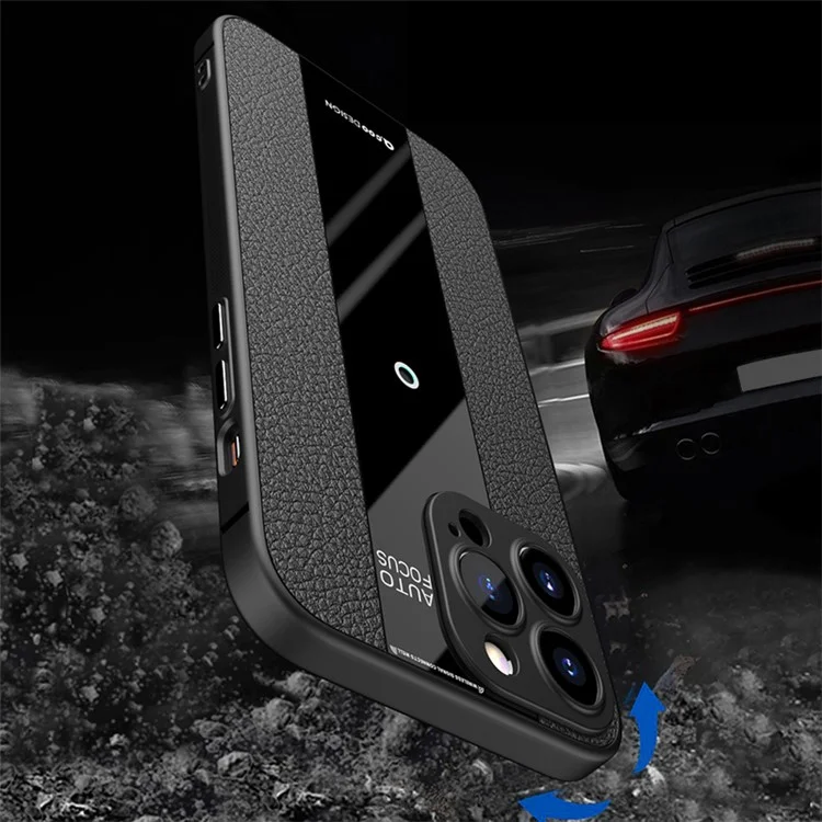Q.COO Per iPhone 15 Pro Case Textured PU Leather+TPU+Acrylic Drop Protection Phone Cover - Rosso