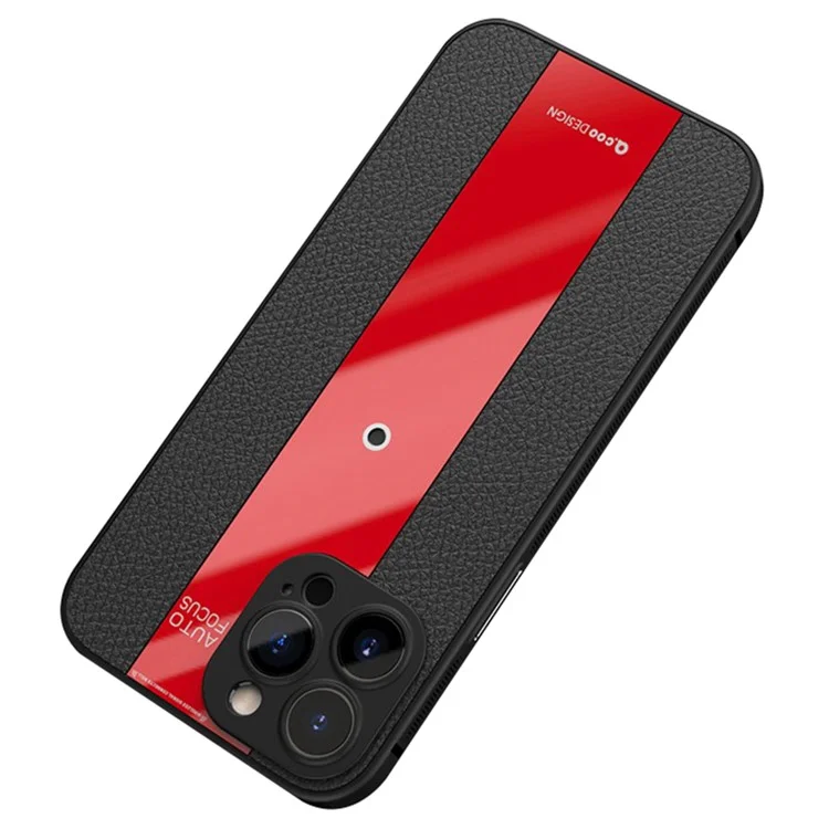 q. Coo Para Iphone 13 Pro Anti-arranhão Capa PU Couro+tpu+capa de Telefone Acrílico - Vermelho