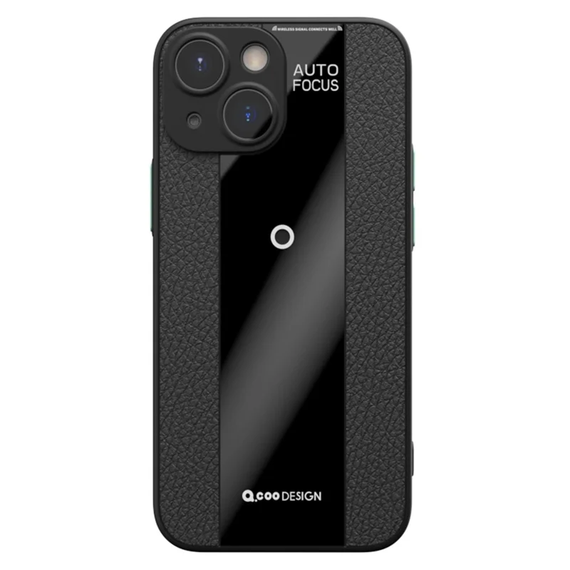 Q.COO For iPhone 15 Plus Dustproof Phone Cover PU Leather+TPU+Acrylic Phone Case - Black
